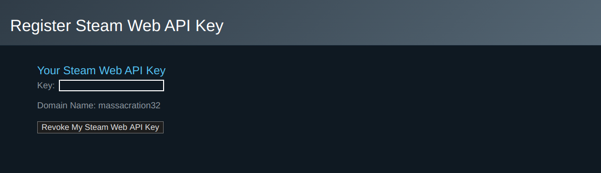 Obtaining The Steam API Key CSGo   The Key 